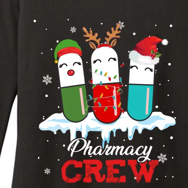 Pharmacy Crew Pills Reindeer Santa Claus Lights Christmas Gift Womens CVC Long Sleeve Shirt