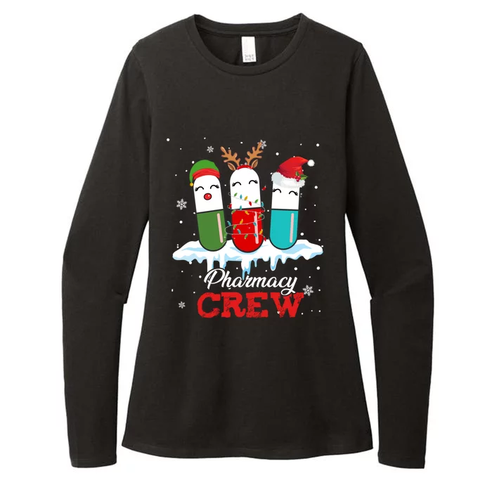 Pharmacy Crew Pills Reindeer Santa Claus Lights Christmas Gift Womens CVC Long Sleeve Shirt