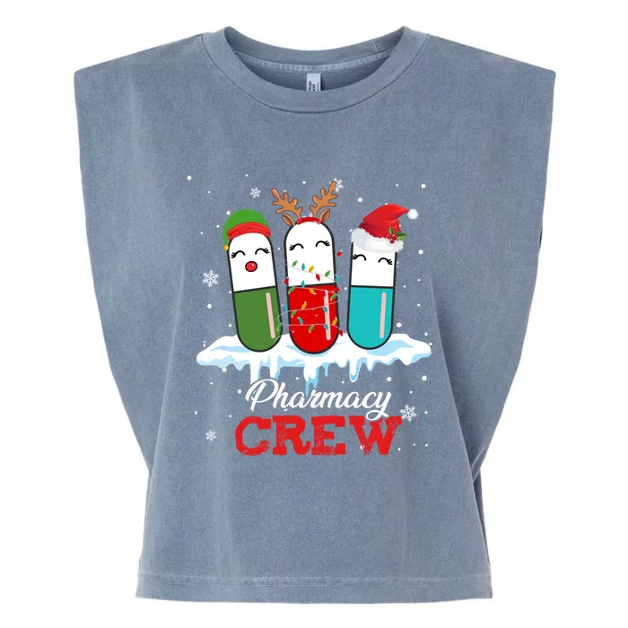 Pharmacy Crew Pills Reindeer Santa Claus Lights Christmas Gift Garment-Dyed Women's Muscle Tee