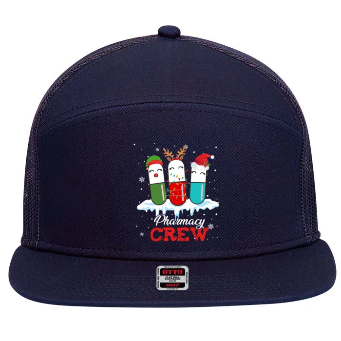 Pharmacy Crew Pills Reindeer Santa Claus Lights Christmas Gift 7 Panel Mesh Trucker Snapback Hat