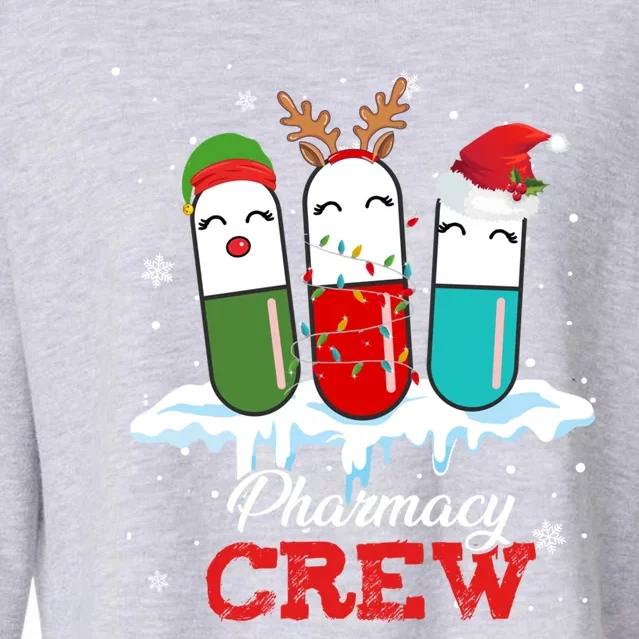 Pharmacy Crew Pills Reindeer Santa Claus Lights Christmas Gift Cropped Pullover Crew