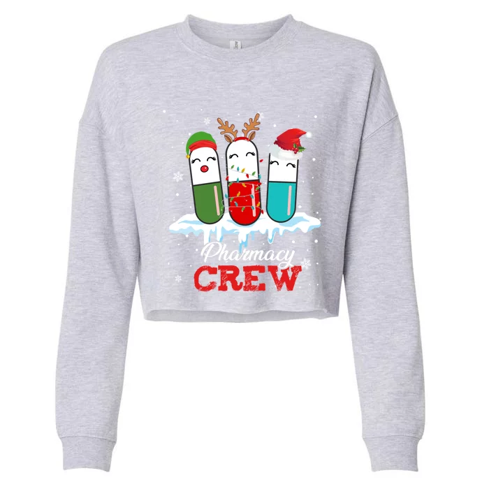 Pharmacy Crew Pills Reindeer Santa Claus Lights Christmas Gift Cropped Pullover Crew