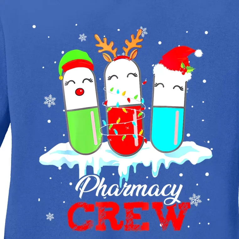 Pharmacy Crew Pills Reindeer Santa Claus Lights Christmas Meaningful Gift Ladies Long Sleeve Shirt