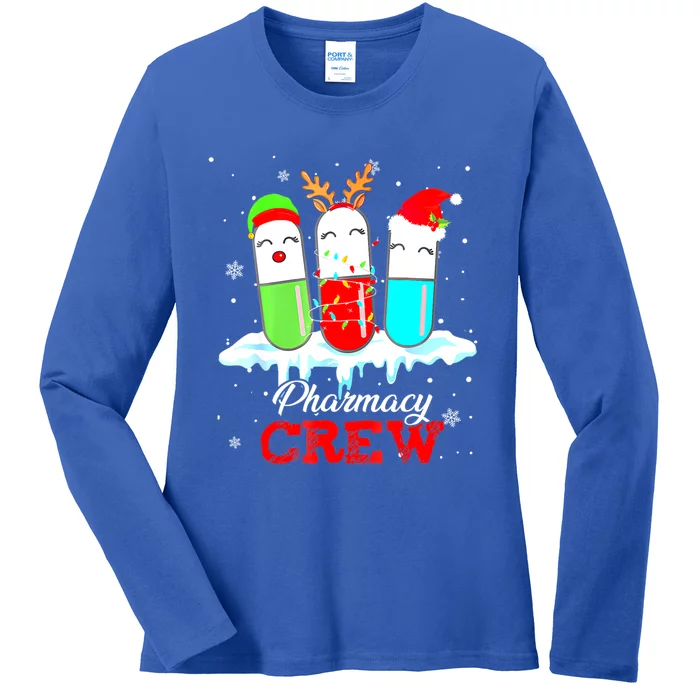 Pharmacy Crew Pills Reindeer Santa Claus Lights Christmas Meaningful Gift Ladies Long Sleeve Shirt