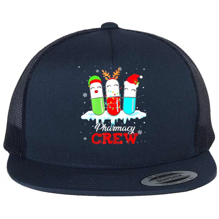 Pharmacy Crew Pills Reindeer Santa Claus Lights Christmas Meaningful Gift Flat Bill Trucker Hat