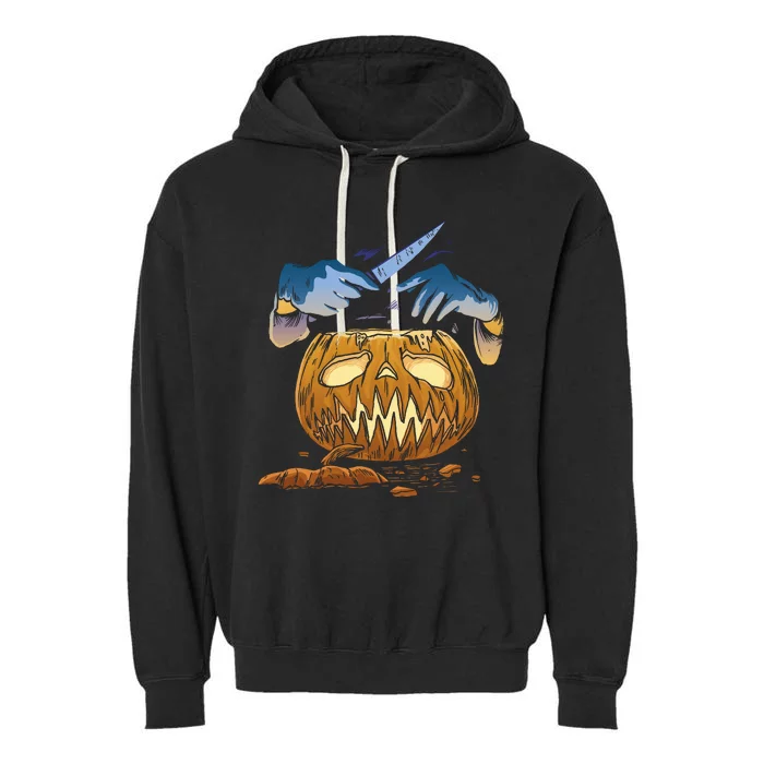 Pumpkin Carving Garment-Dyed Fleece Hoodie