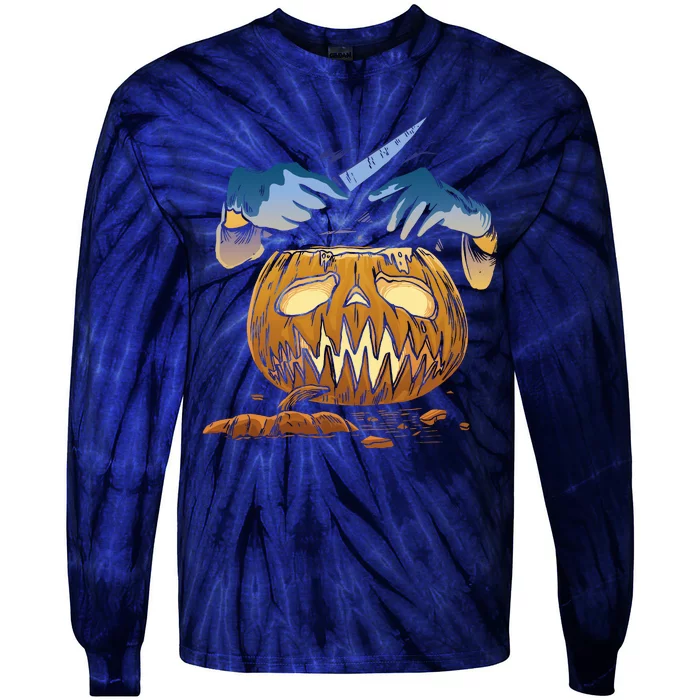 Pumpkin Carving Tie-Dye Long Sleeve Shirt