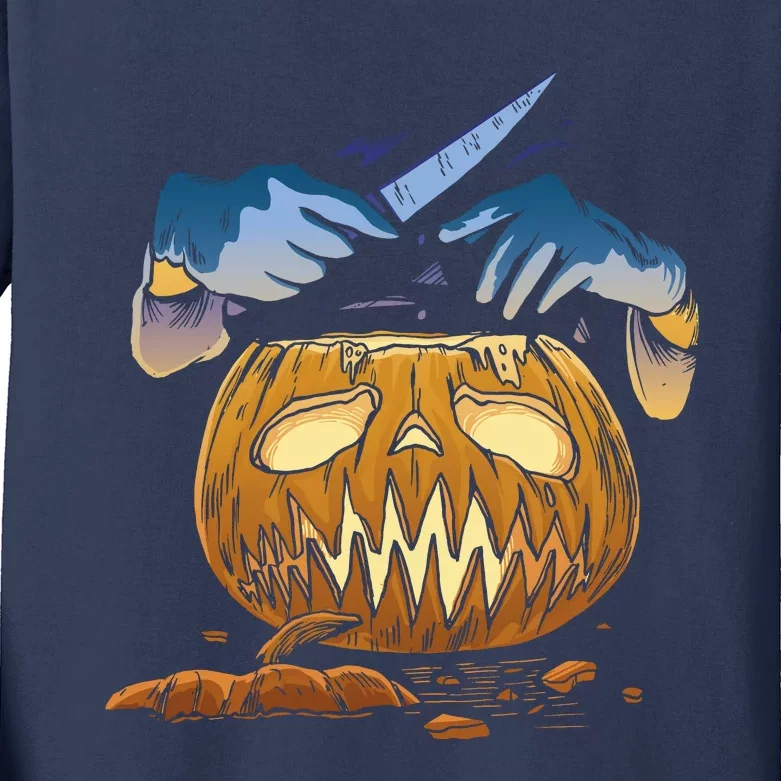 Pumpkin Carving Kids Long Sleeve Shirt