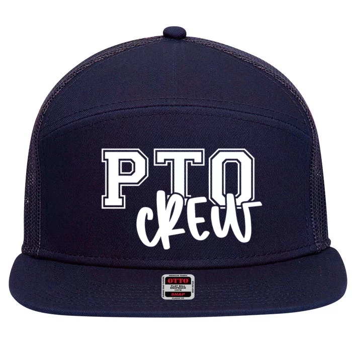 Pto Crew Parent Teacher Organization 7 Panel Mesh Trucker Snapback Hat