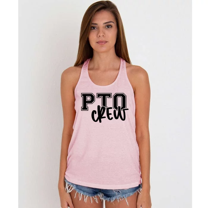 Pto Crew Parent Teacher Organization Women's Knotted Racerback Tank