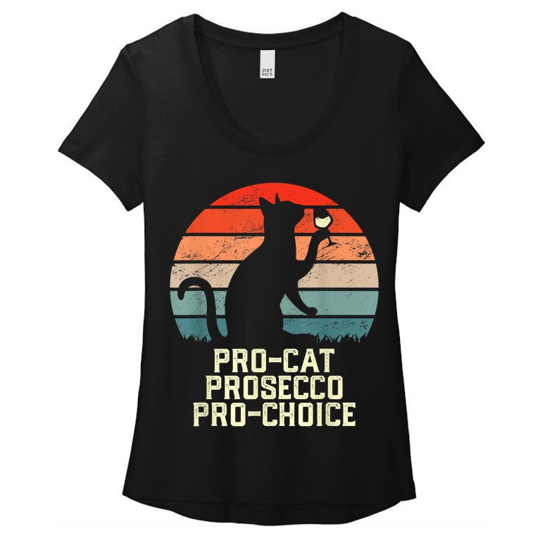 Pro Cat Prosecco Pro Choice Scotus Defend Roe Funny Meme Women’s Scoop Neck T-Shirt