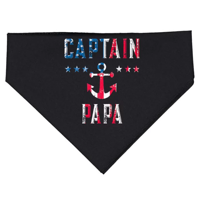 Patriotic C.A.P.T.A.I.N Papa American Superhero Us Flag USA-Made Doggie Bandana