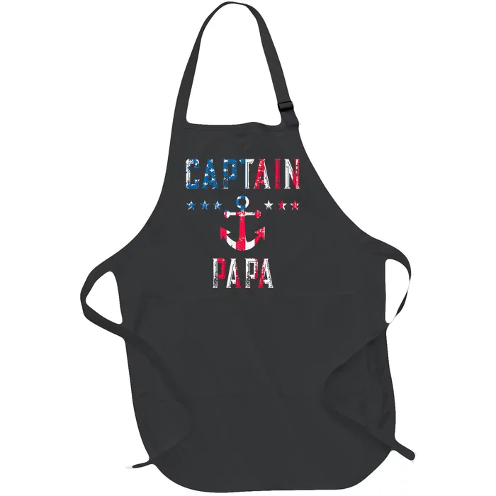 Patriotic C.A.P.T.A.I.N Papa American Superhero Us Flag Full-Length Apron With Pocket