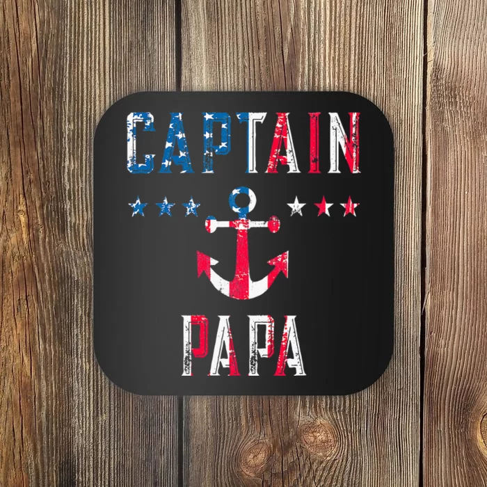 Patriotic C.A.P.T.A.I.N Papa American Superhero Us Flag Coaster