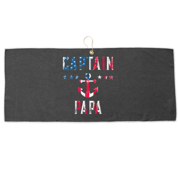 Patriotic C.A.P.T.A.I.N Papa American Superhero Us Flag Large Microfiber Waffle Golf Towel