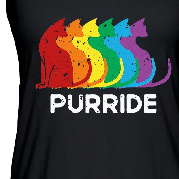 Purride Cat Pride Ally LGBT Community Rainbow Pride Ladies Essential Flowy Tank