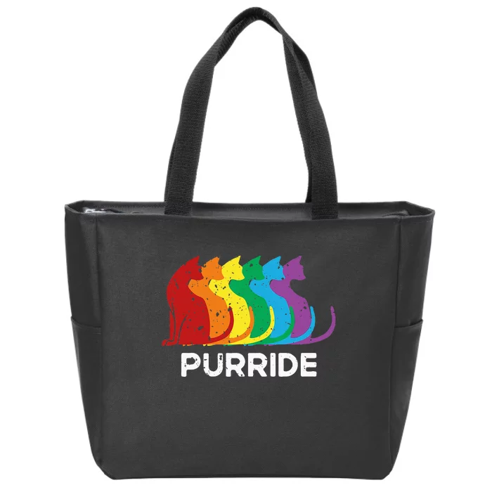 Purride Cat Pride Ally LGBT Community Rainbow Pride Zip Tote Bag