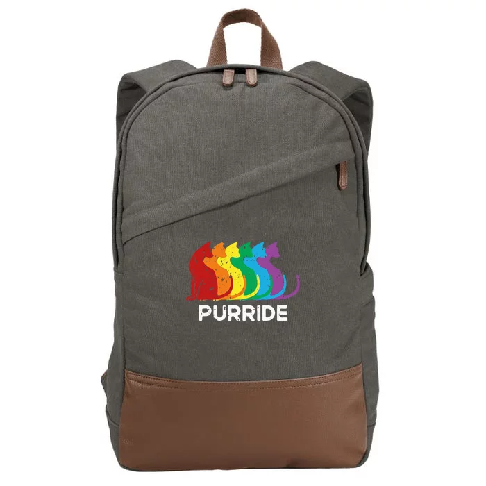 Purride Cat Pride Ally LGBT Community Rainbow Pride Cotton Canvas Backpack