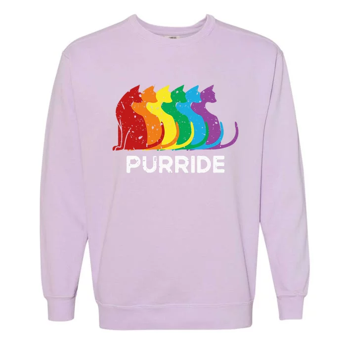 Purride Cat Pride Ally LGBT Community Rainbow Pride Garment-Dyed Sweatshirt