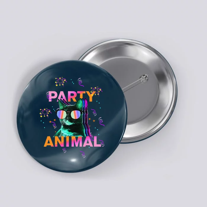 Party Cat Party Animal Colorful Funny Cat Lover Button