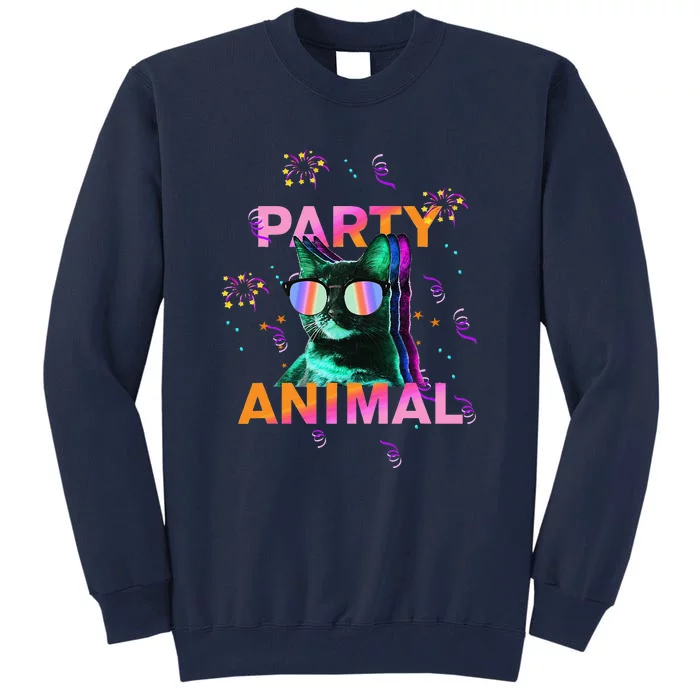 Party Cat Party Animal Colorful Funny Cat Lover Tall Sweatshirt