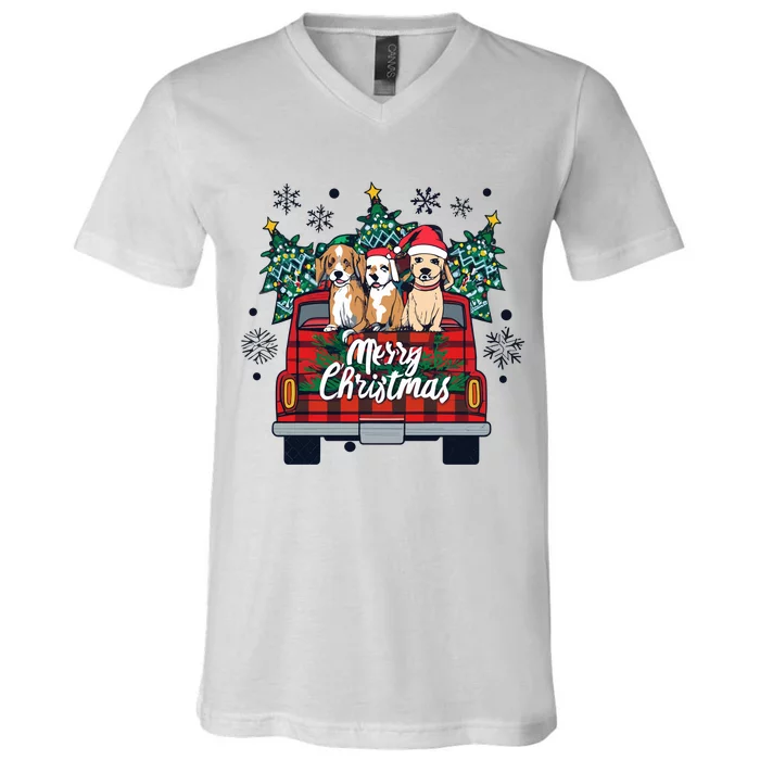 Puppies Christmas V-Neck T-Shirt