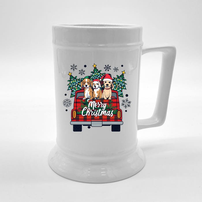 Puppies Christmas Front & Back Beer Stein