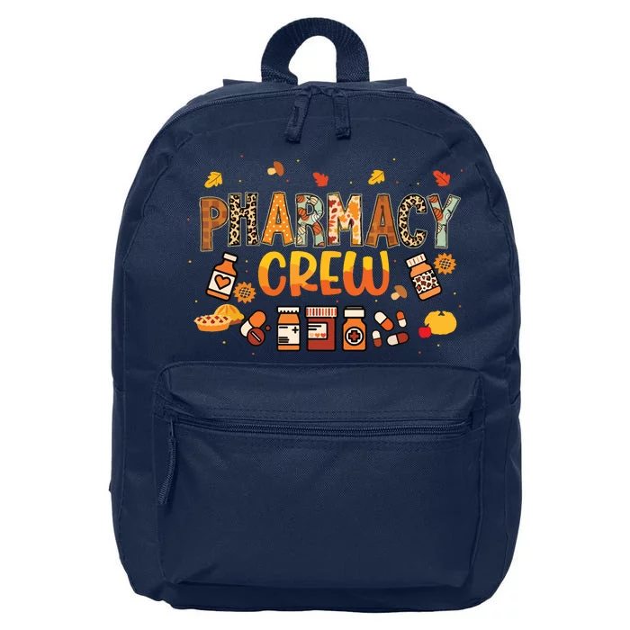 Pharmacy Crew Pharmacist Squad Autumn Fall Leaves Pumpkin 16 in Basic Backpack