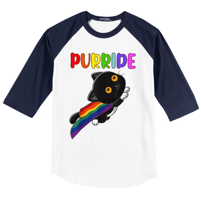 Pride Cat Purride Gay Lgbtq Rainbow Flag Baseball Sleeve Shirt