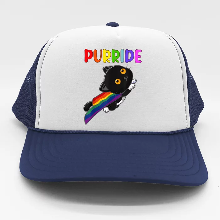 Pride Cat Purride Gay Lgbtq Rainbow Flag Trucker Hat