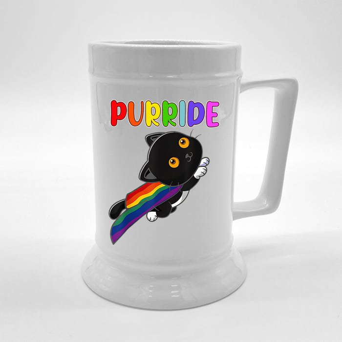 Pride Cat Purride Gay Lgbtq Rainbow Flag Front & Back Beer Stein