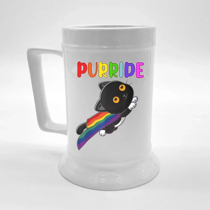 Pride Cat Purride Gay Lgbtq Rainbow Flag Front & Back Beer Stein