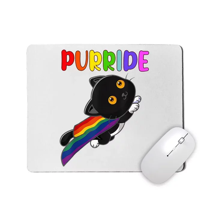 Pride Cat Purride Gay Lgbtq Rainbow Flag Mousepad