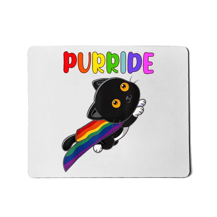 Pride Cat Purride Gay Lgbtq Rainbow Flag Mousepad