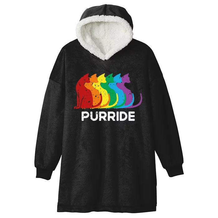 Purride Cat Pride Ally Lgbt Community Rainbow Pride Hooded Wearable Blanket