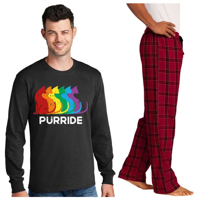 Purride Cat Pride Ally Lgbt Community Rainbow Pride Long Sleeve Pajama Set