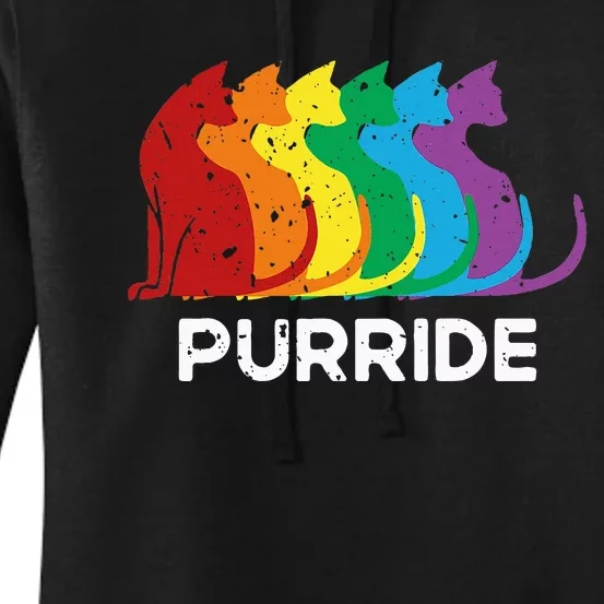 Purride Cat Pride Ally Lgbt Community Rainbow Pride Women's Pullover Hoodie