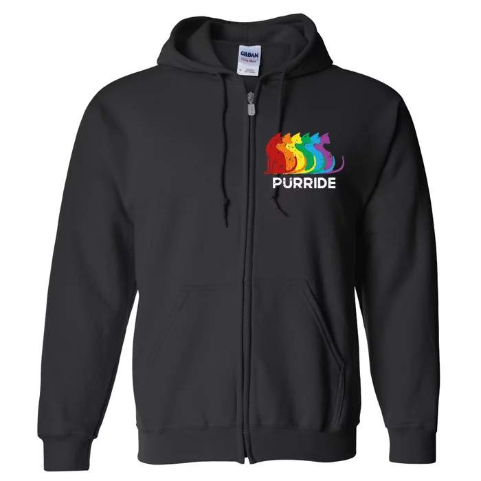 Purride Cat Pride Ally Lgbt Community Rainbow Pride Full Zip Hoodie