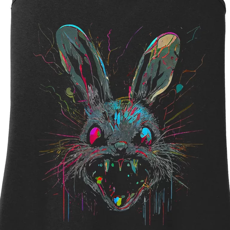 Psycho Crazy Paint Bunny Horror Easter And Halloween Ladies Essential Tank