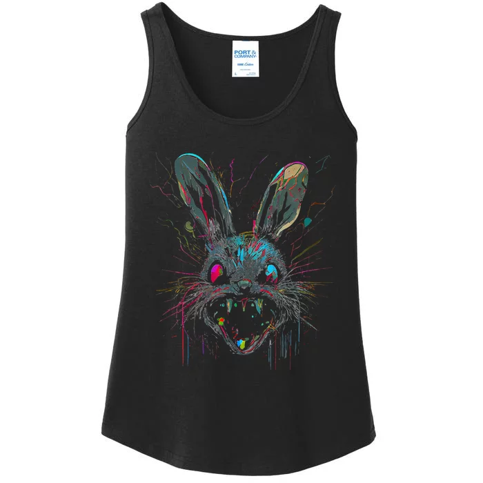 Psycho Crazy Paint Bunny Horror Easter And Halloween Ladies Essential Tank