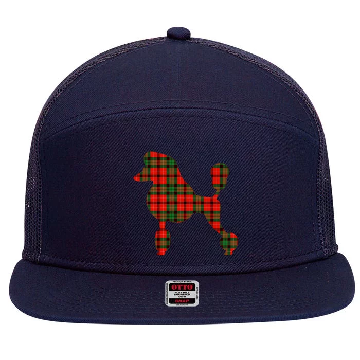 Poodle Christmas Poodle Mom Tartan Holiday Meaningful Gift 7 Panel Mesh Trucker Snapback Hat