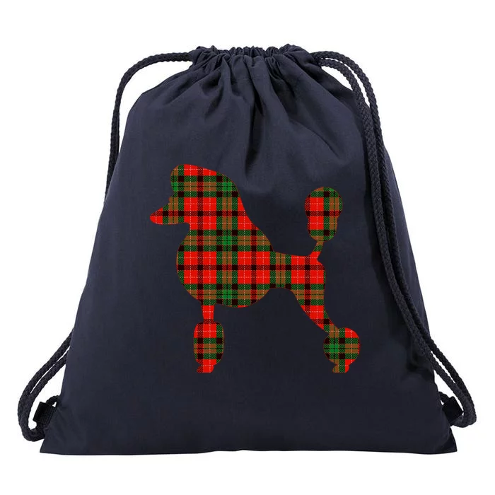 Poodle Christmas Poodle Mom Tartan Holiday Meaningful Gift Drawstring Bag