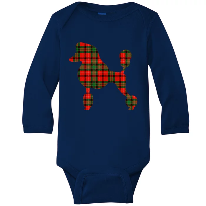 Poodle Christmas Poodle Mom Tartan Holiday Meaningful Gift Baby Long Sleeve Bodysuit