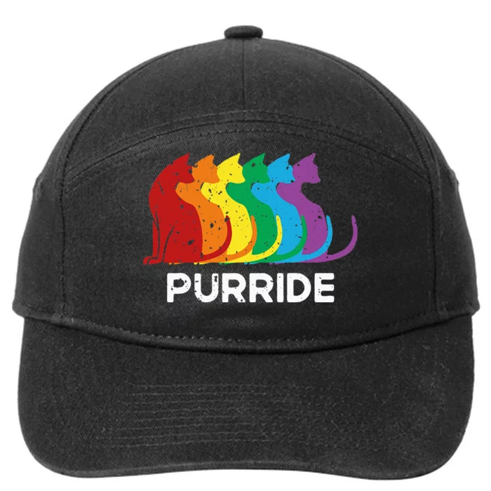 Purride Cat Pride Ally Lgbt Community Rainbow Pride 7-Panel Snapback Hat