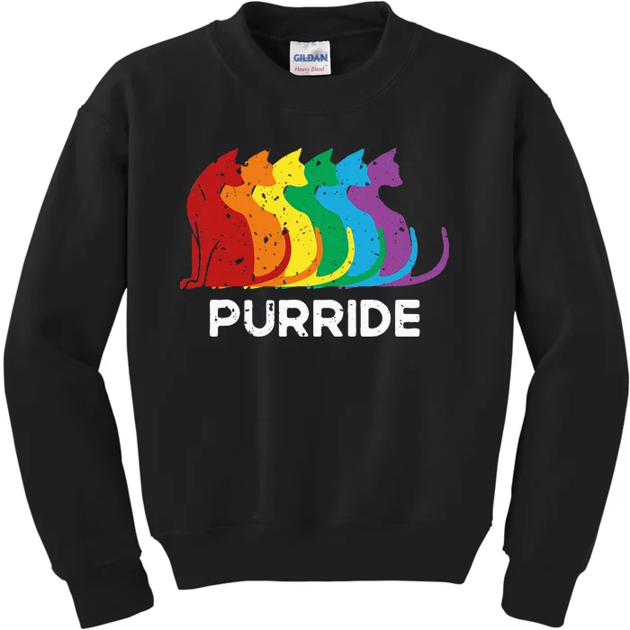 Purride Cat Pride Ally Lgbt Community Rainbow Pride Kids Sweatshirt