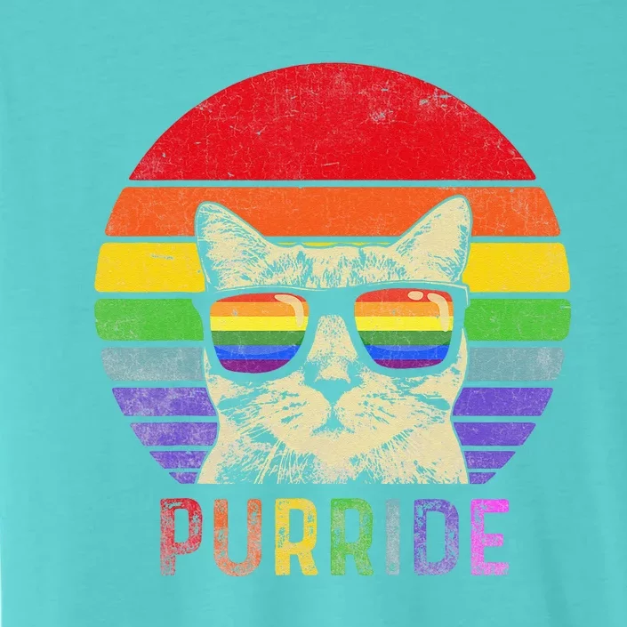 Pride Cat Purride Gay LGBTQ Rainbow Flag Retro Style ChromaSoft Performance T-Shirt