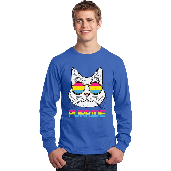 Pansexual Cat Purride Pan Pride Flag Lgbtq Long Sleeve Shirt