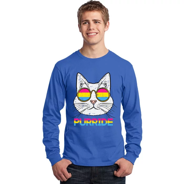 Pansexual Cat Purride Pan Pride Flag Lgbtq Tall Long Sleeve T-Shirt