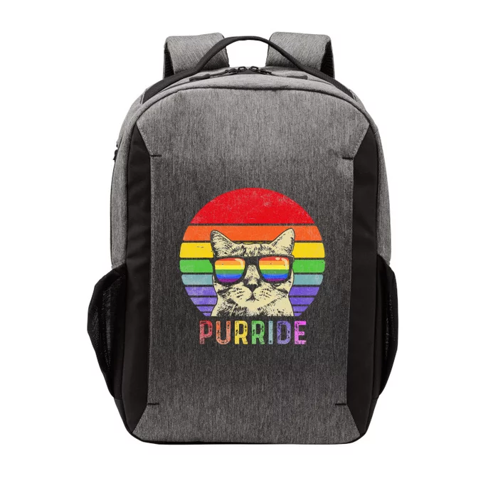 Pride Cat Purride Gay LGBTQ Rainbow Flag Retro Style Vector Backpack