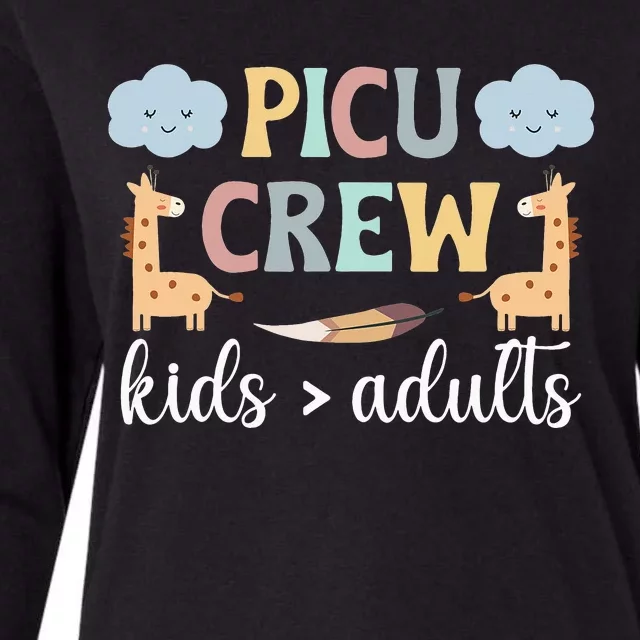 PICU Crew PICU Nurse Squad Pediatric Intensive Care Unit Womens Cotton Relaxed Long Sleeve T-Shirt